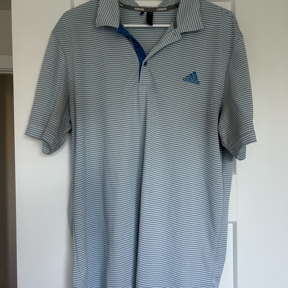 Adidas Gray and Blue Performance Polo Shirt